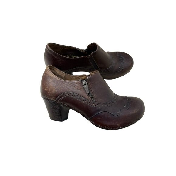 Dansko Clogs Women’s Size 40 Nancy Brown Slip On Heels Zip Casual Leather - Picture 1 of 11